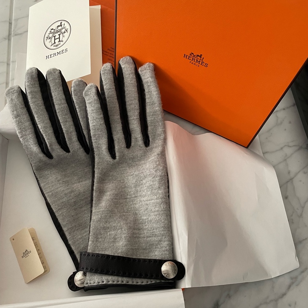 HERMES CASHMERE & LEATHER GLOVES